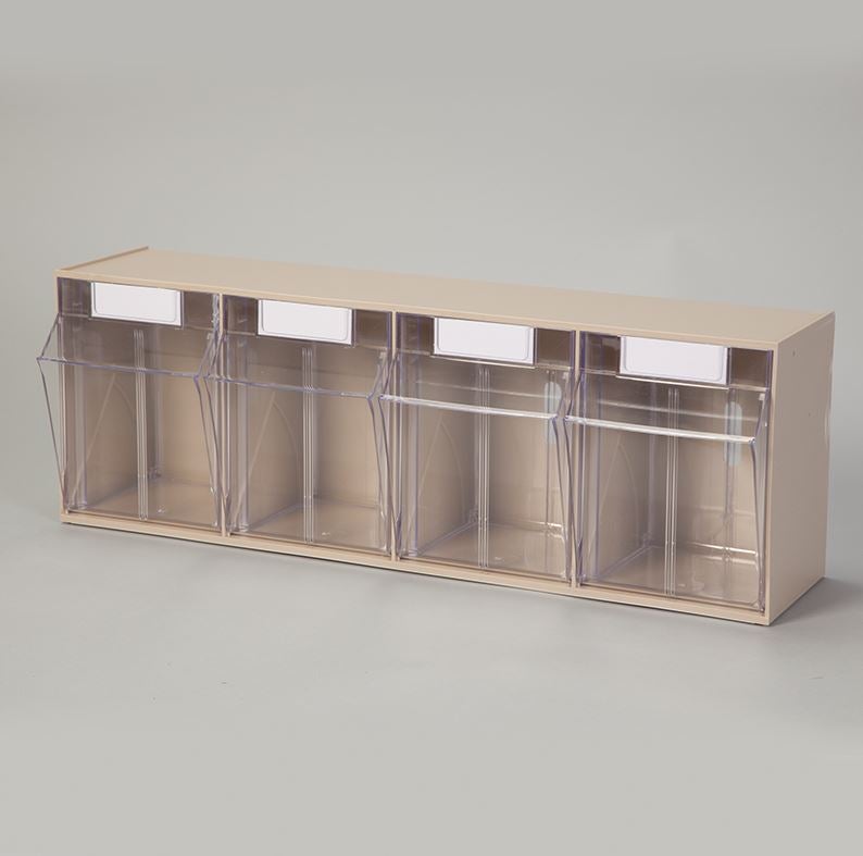 Health Care Logistics - 1207E Tilt Front Bin Tilters® Beige Plastic 6-5/8 X 8-1/8 X 23-5/8 Inch