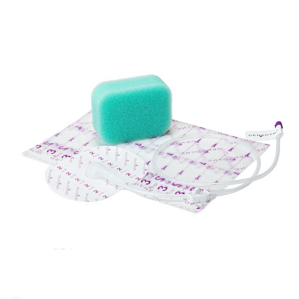 Genadyne Biotechnologies - XF-DMDF1 Negative Pressure Foam Dressing Kit Genadyne Green Foam Thick 3.3 X 12.5 X 18 cm
