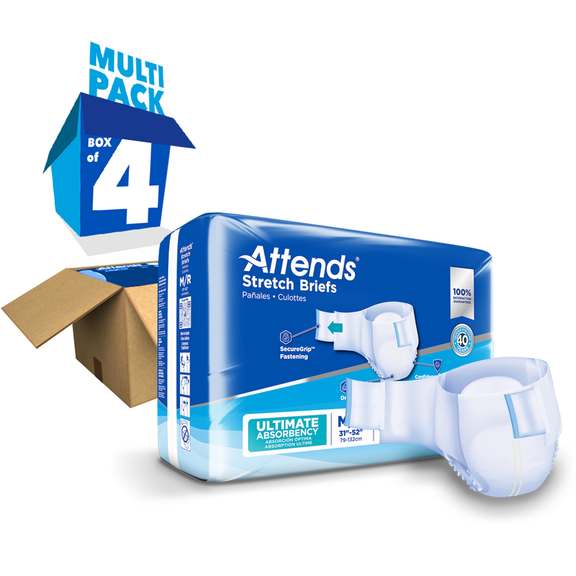 Attends Healthcare Products DDSMR - Attends® Stretch Briefs, Medium / Regular - 24/Bag, 96/Case