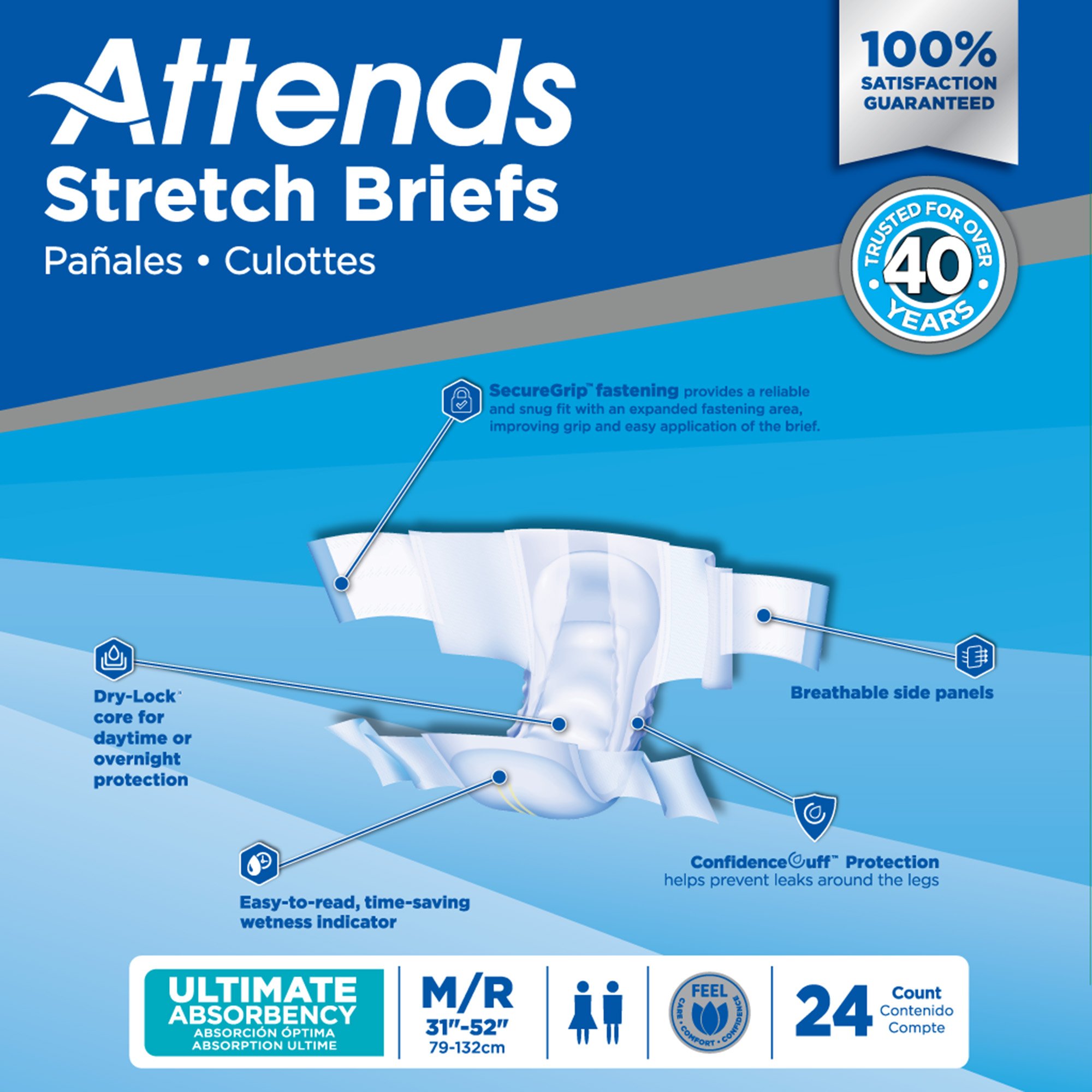 Attends Healthcare Products DDSMR - Attends® Stretch Briefs, Medium / Regular - 24/Bag, 96/Case