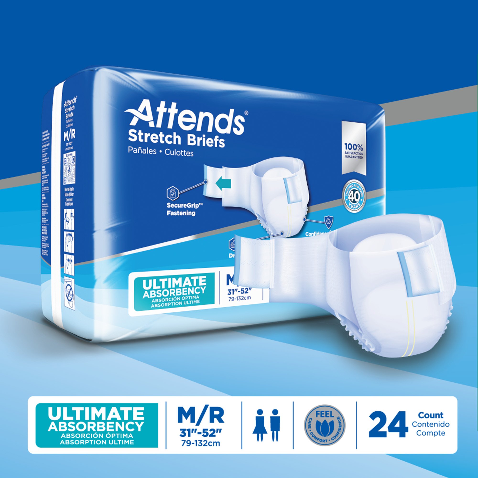 Attends Healthcare Products DDSMR - Attends® Stretch Briefs, Medium / Regular - 24/Bag, 96/Case