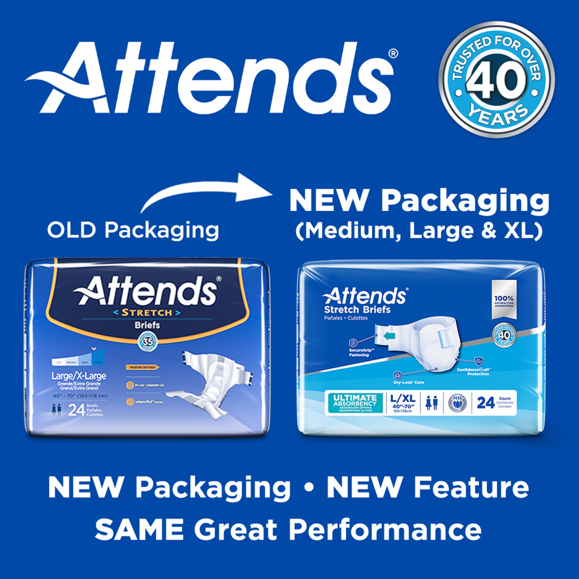 Attends Healthcare Products DDSMR - Attends® Stretch Briefs, Medium / Regular - 24/Bag, 96/Case