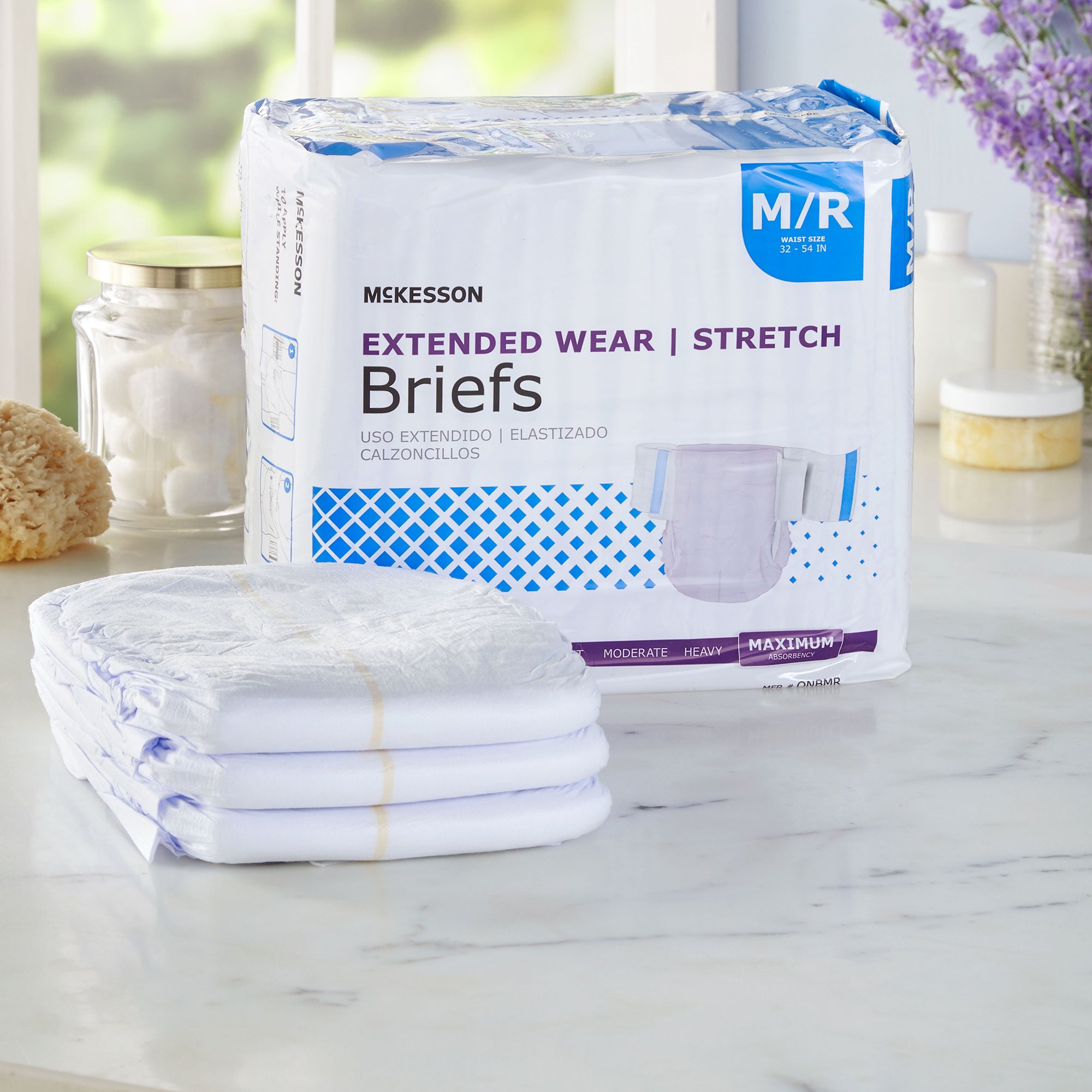 McKesson Brand ONBMR - McKesson Extended Wear Maximum Absorbency Incontinence Brief, Medium - 14/Bag, 56/Case