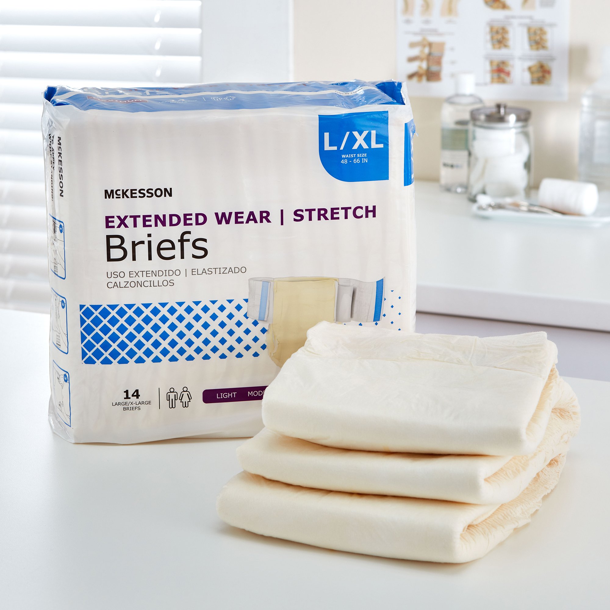 McKesson Brand ONBLXL - McKesson Extended Wear Maximum Absorbency Incontinence Brief, Large / X-Large - 14/Bag, 56/Case