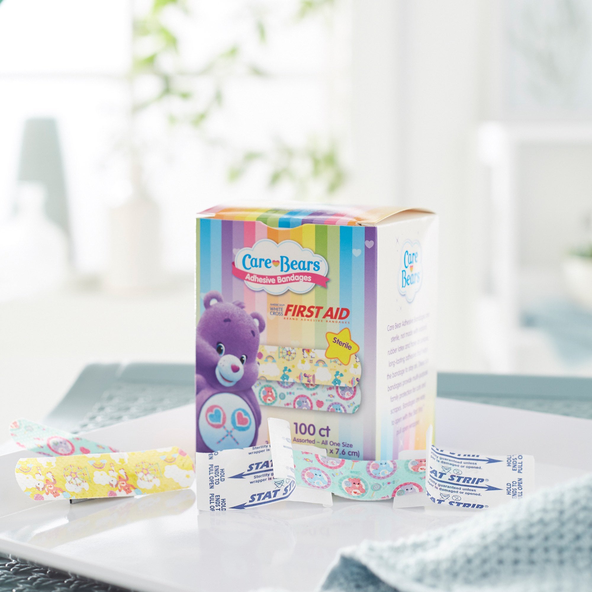 Dukal 10852 - American® White Cross Stat Strip® Kid Design Care Bears™ Adhesive Strips - 100/Box, 1200/Case
