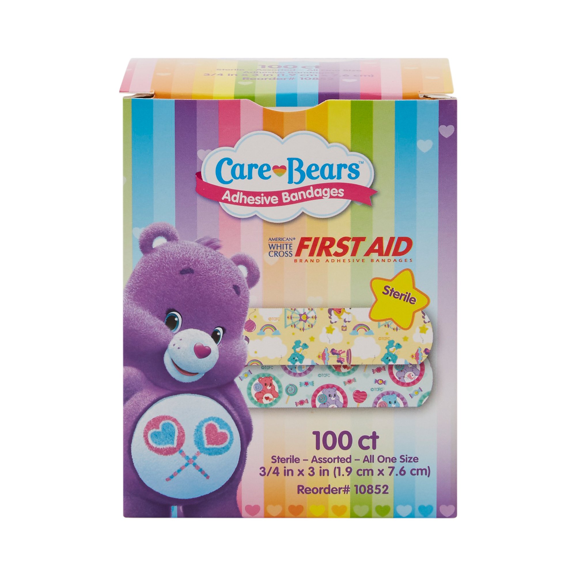 Dukal - 10852 American® White Cross Stat Strip® Kid Design Care Bears™ Adhesive Strips