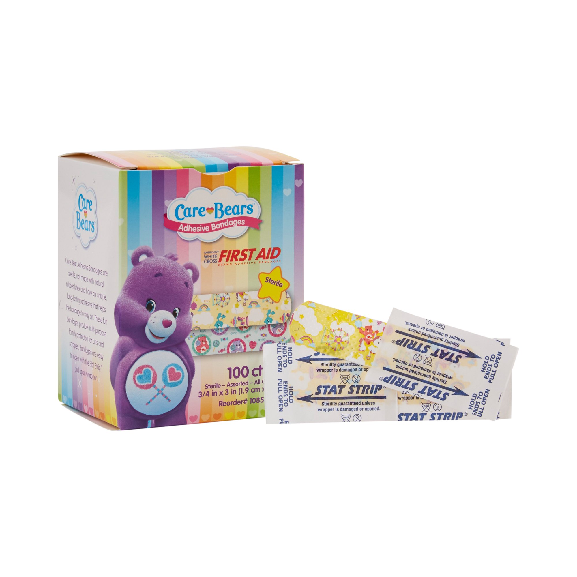 Dukal - 10852 American® White Cross Stat Strip® Kid Design Care Bears™ Adhesive Strips