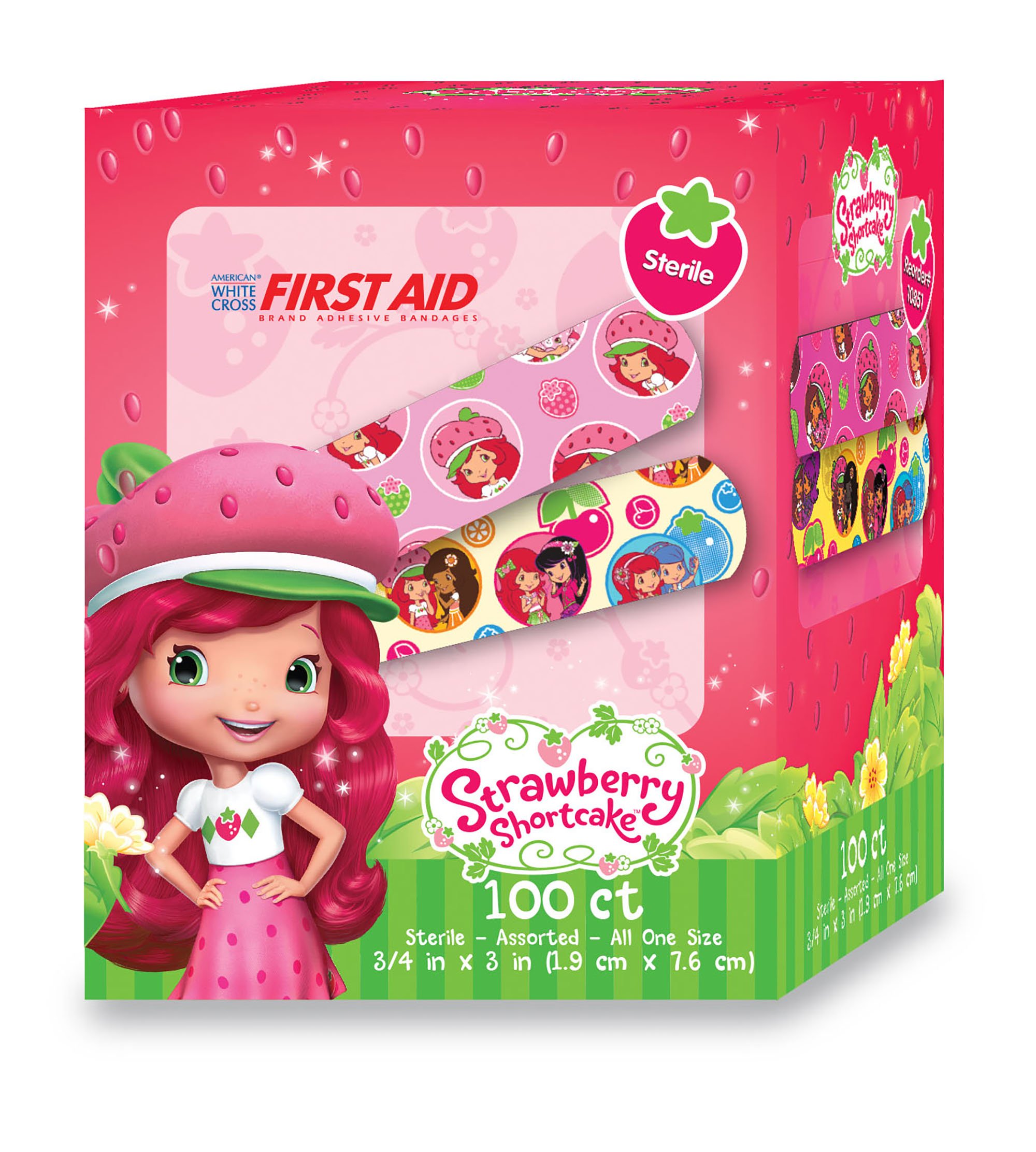 Dukal - 10851 American® White Cross Stat Strip® Strawberry Shortcake Design Adhesive Strips