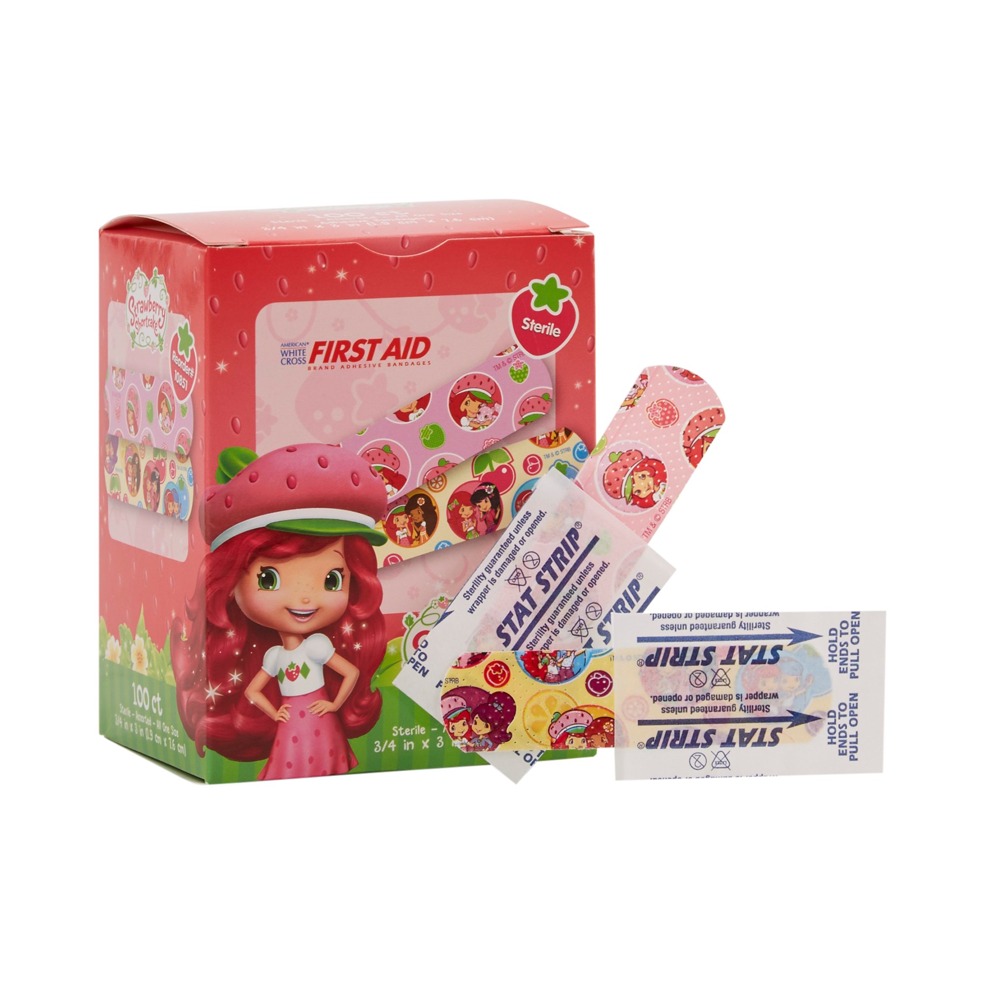 Dukal - 10851 American® White Cross Stat Strip® Strawberry Shortcake Design Adhesive Strips