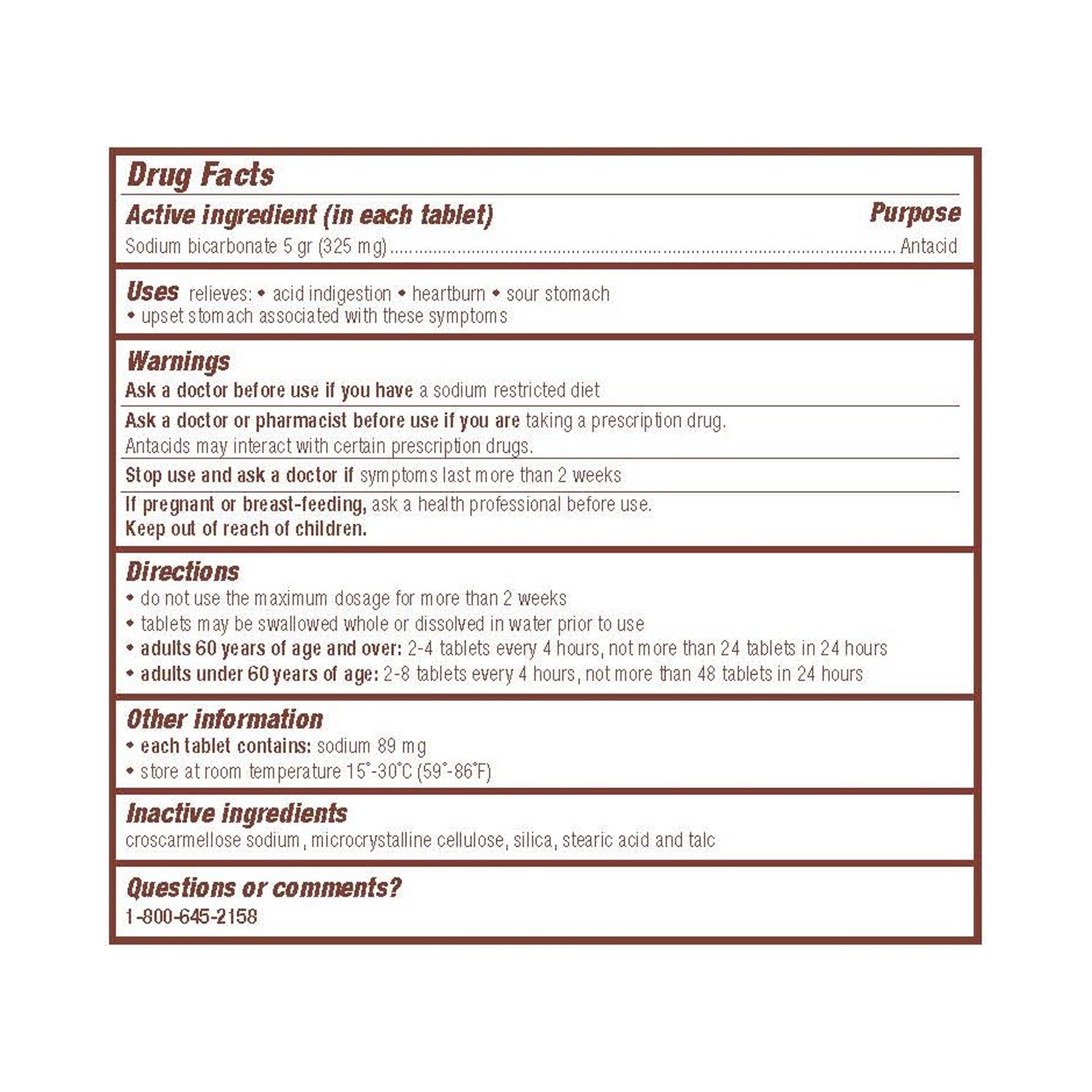 Major Pharmaceuticals - 00536104610 Major® Sodium Bicarbonate Antacid