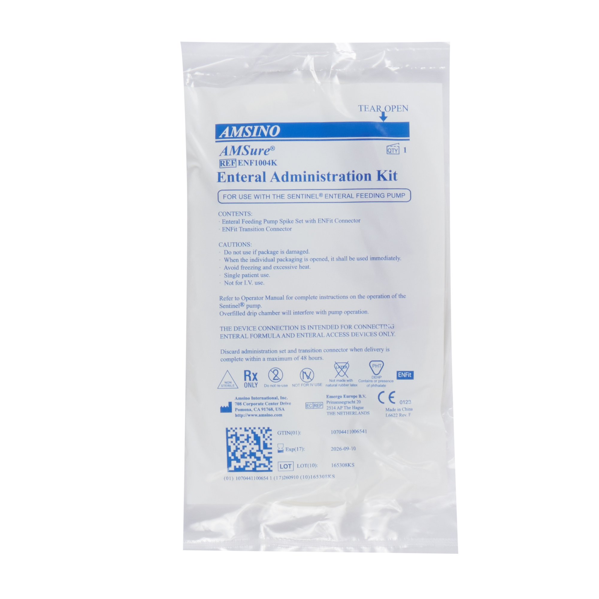 Amsino International - ENF1004K AMSure® Enteral Feeding Pump Spike Set with ENFit™ Connector