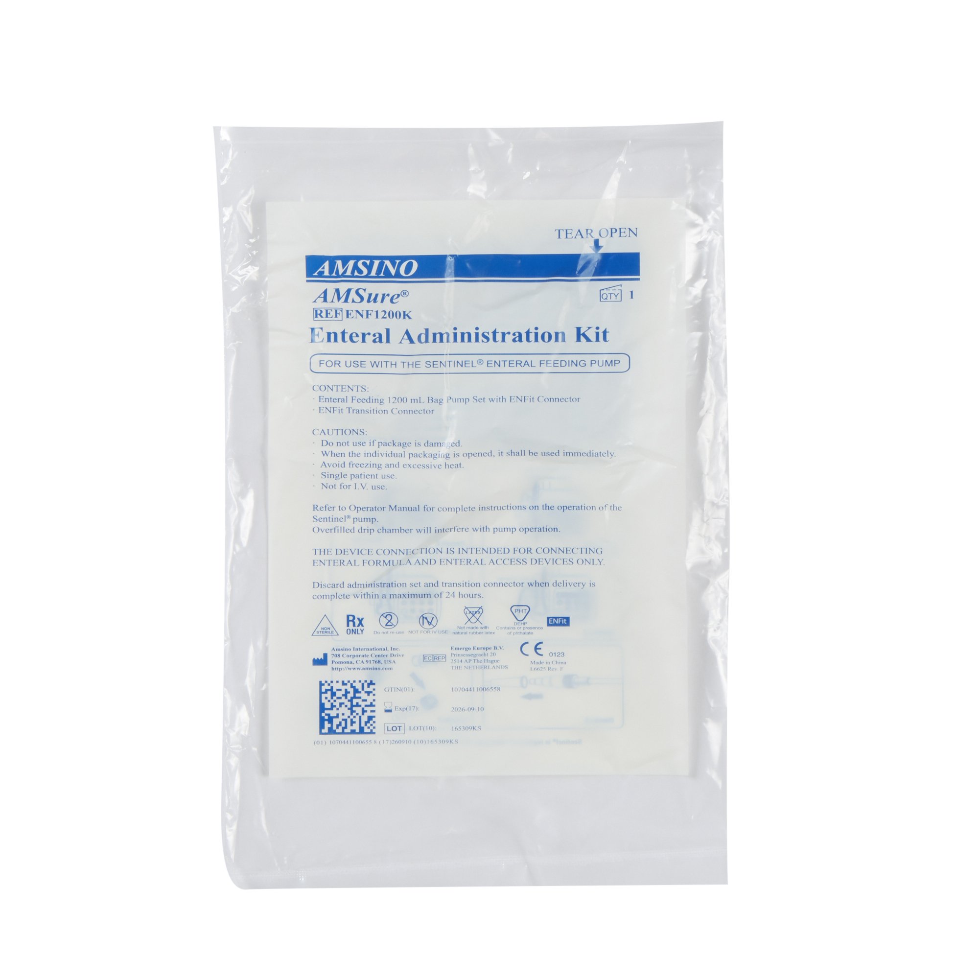 Amsino International - ENF1200K Alcor® AMSure® Enteral Feeding Pump Bag Set