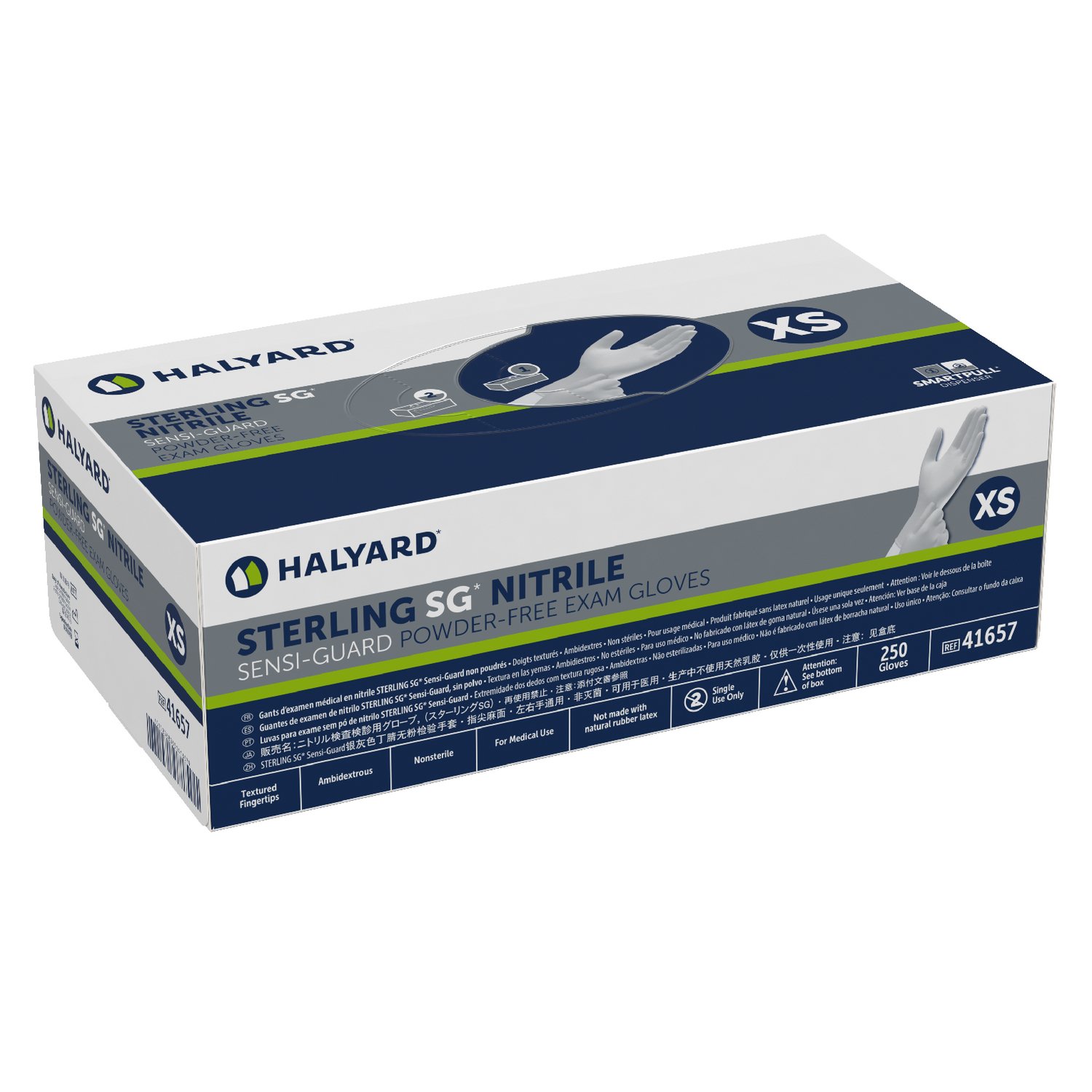 O&M Halyard Inc 41657 - Sterling SG® Nitrile Exam Glove, Extra Small, Silver - 1/Box, 10/Case