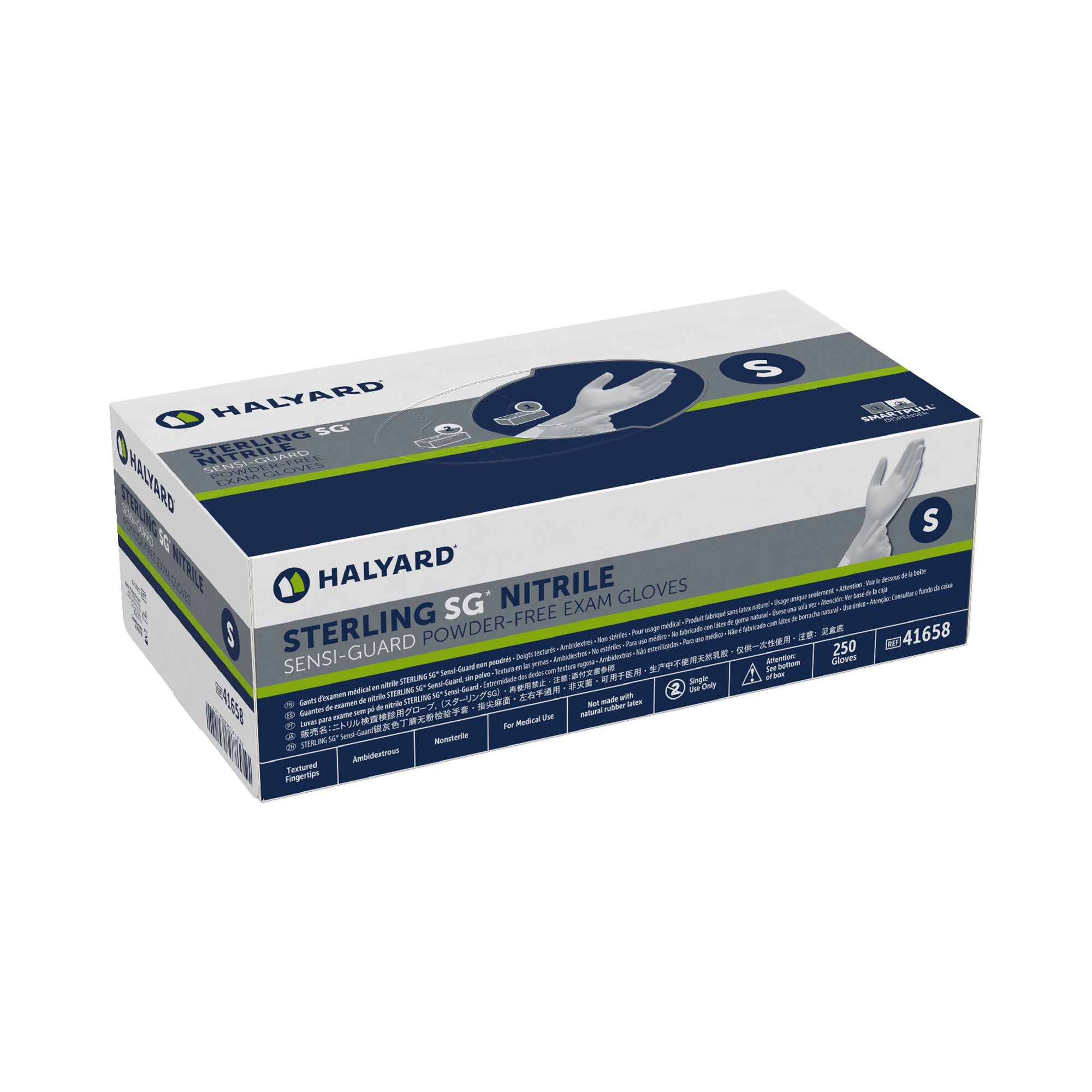 O&M Halyard Inc 41658 - Sterling SG® Nitrile Exam Glove, Small, Silver - 1/Box, 10/Case