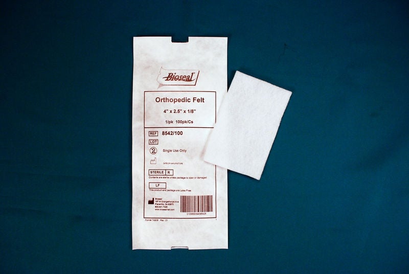 Bioseal - 8542-100 Orthopedic Felt Adhesive Bioseal® 2.5 X 4 Inch Wool / Cotton Sterile
