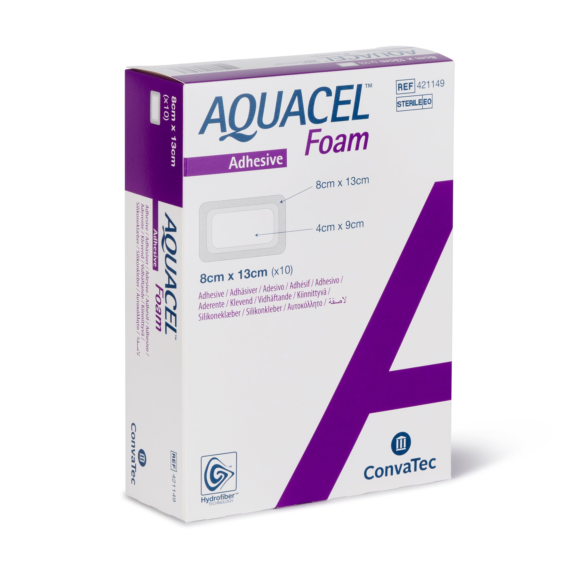ConvaTec 421149 - Aquacel® Silicone Adhesive with Border Silicone Foam Dressing, 3 x 5 Inch - 10/Box