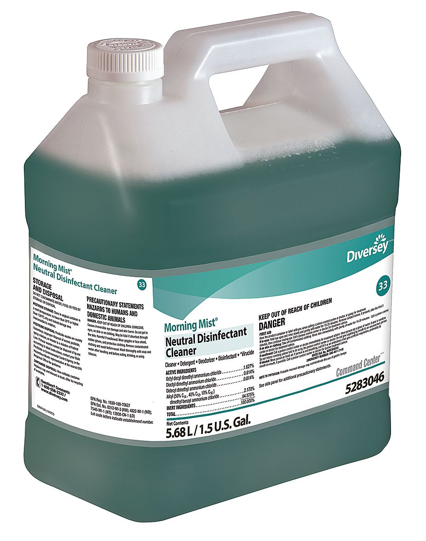 Essendant Co-United Stationers - DVS5283046 Surface Disinfectant Cleaner Diversey™ Morning Mist® Quaternary Based Command Center™ Dispensing System Liquid Concentrate 1.5 gal. Jug Fresh Scent NonSterile