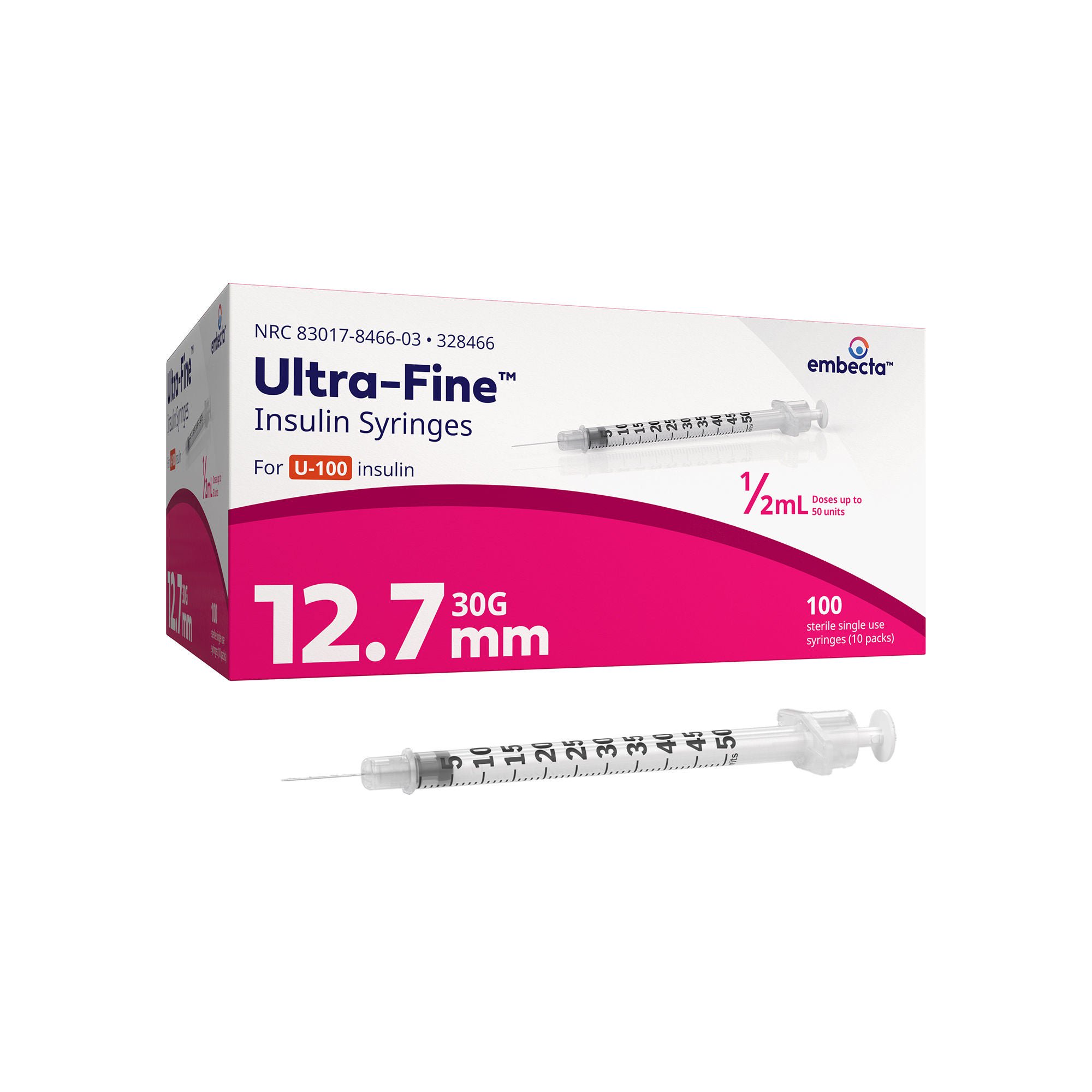 embecta Medical II LLC - 328446 Safety Insulin Syringe with Needle SafetyGlide™ 1 mL 15/64 Inch 31 Gauge Sliding Safety Needle Regular Wall