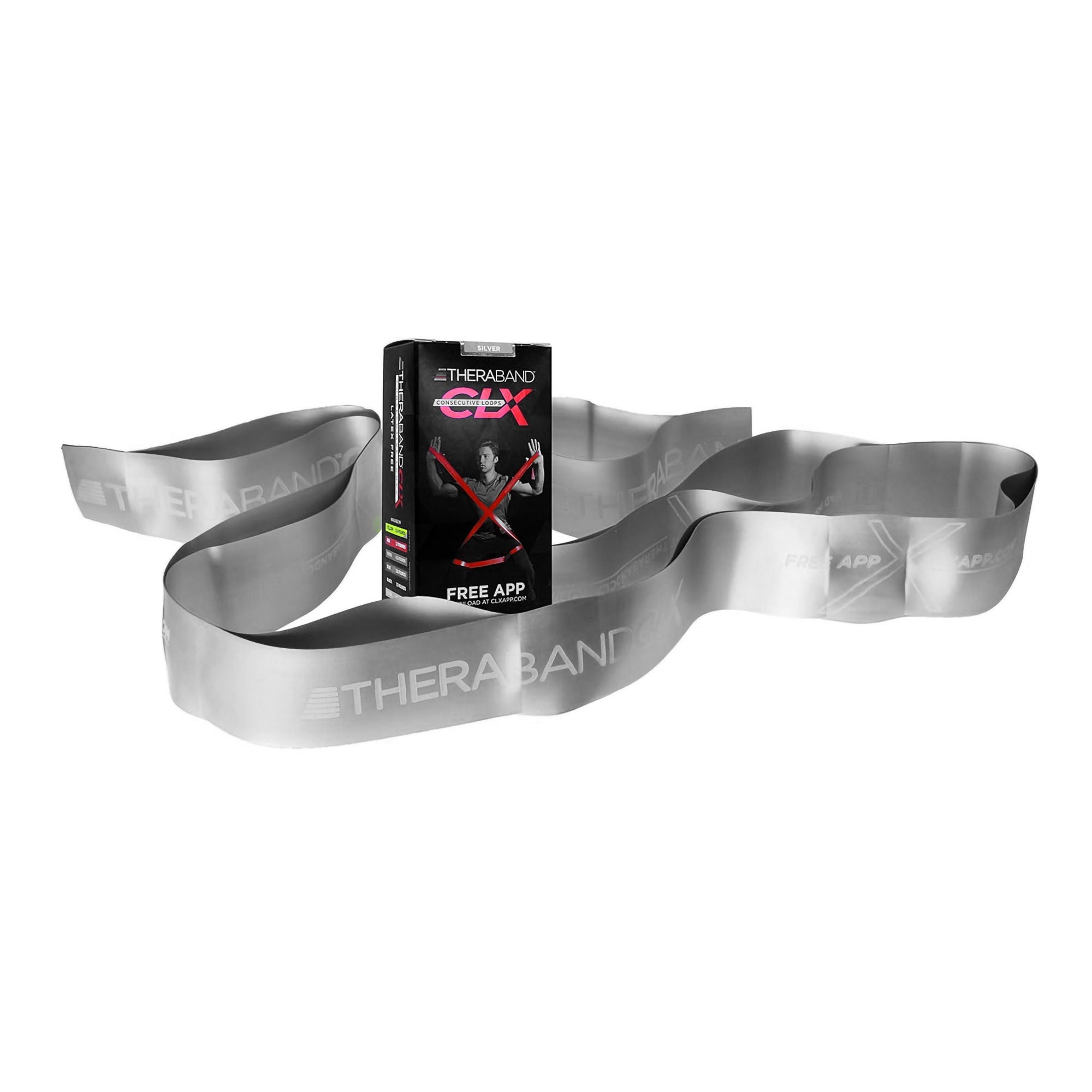 Performance Health - 81660760 Exercise Resistance Band with Loops TheraBand® CLX™ Silver 4 Inch X 5 Foot 2X-Heavy Resistance