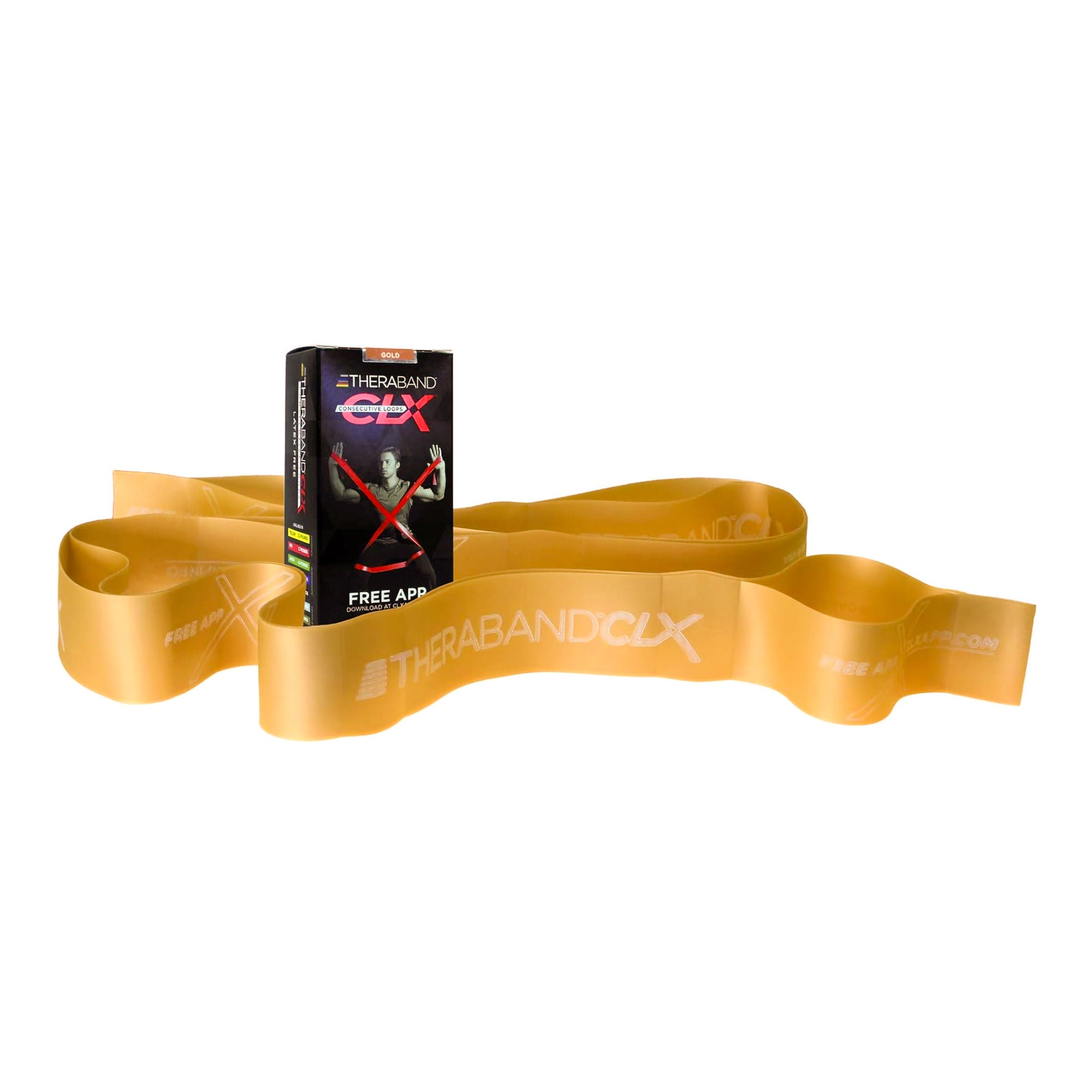 Performance Health - 81660778 Exercise Resistance Band with Loops TheraBand® CLX™ Gold 4 Inch X 5 Foot 3X-Heavy Resistance