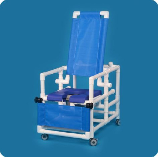 IPU - SCC260RCB Commode / Shower Chair ipu® Fixed Arms PVC Frame Reclining Backrest 24 Inch Seat Width 300 lbs. Weight Capacity