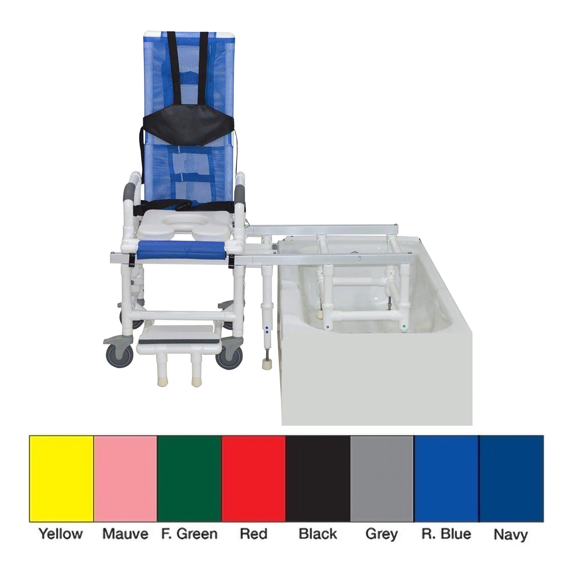 MJM International - D118-5-TIS-SLIDE-N Bath Bench 100 Series Drop Arms Plastic Frame With Backrest 23 Inch Seat Width 300 lbs. Weight Capacity