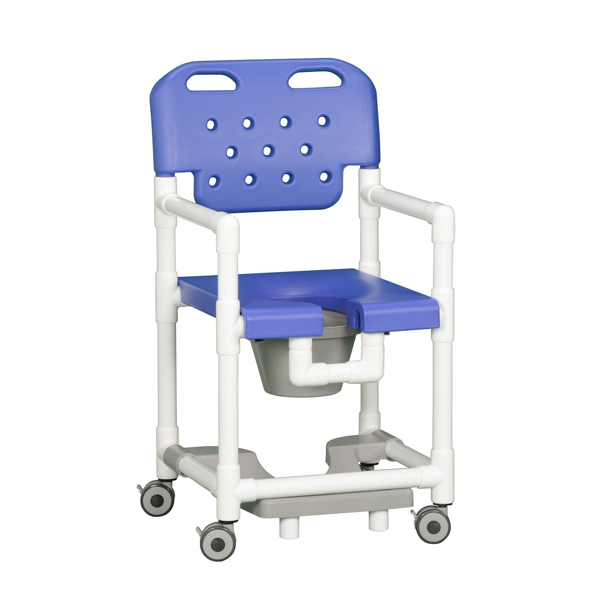 IPU - ELT817 PFR B Commode / Shower Chair Elite Fixed Arms PVC Frame With Backrest 21 Inch Seat Width 325 lbs. Weight Capacity