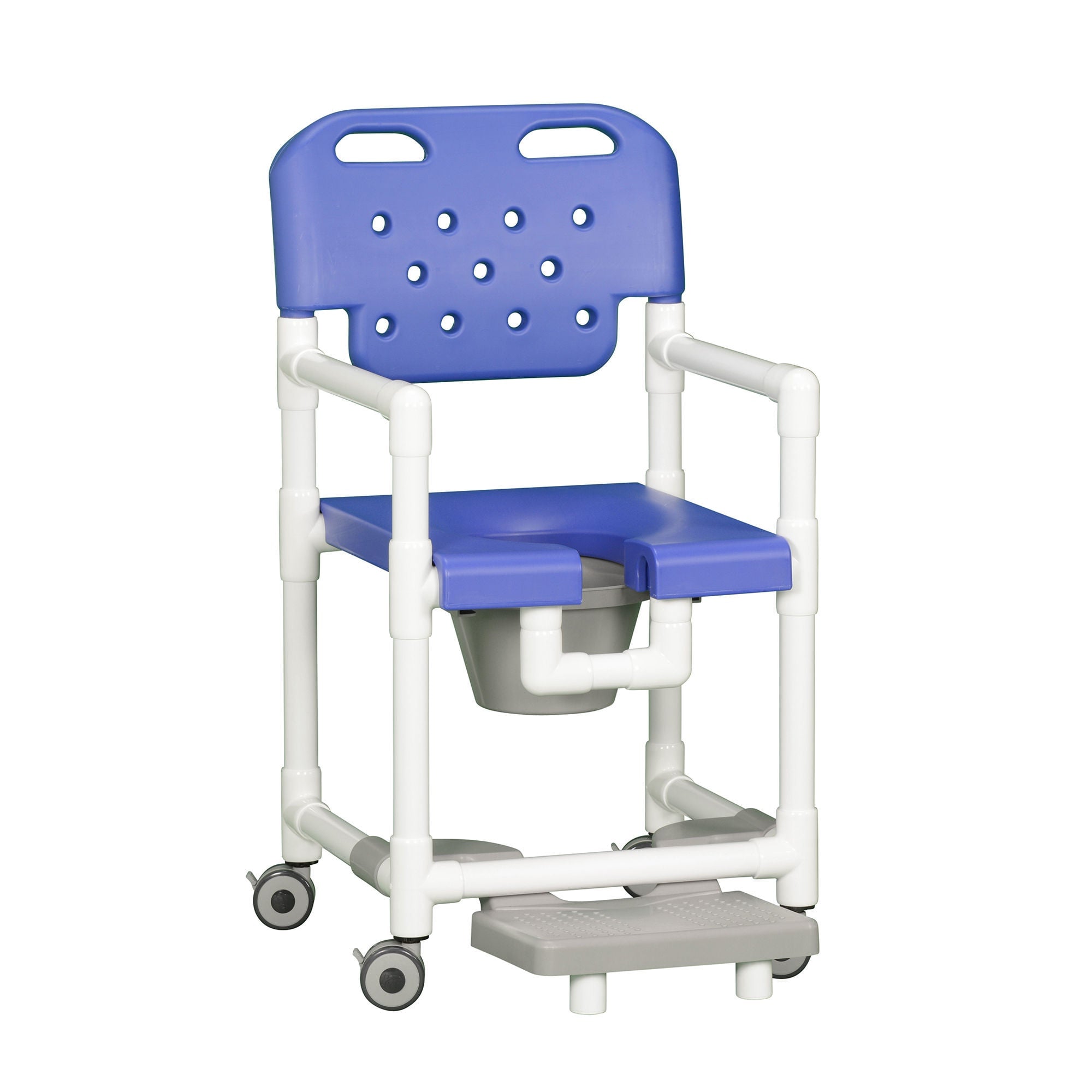 IPU - ELT817 PFR B Commode / Shower Chair Elite Fixed Arms PVC Frame With Backrest 21 Inch Seat Width 325 lbs. Weight Capacity