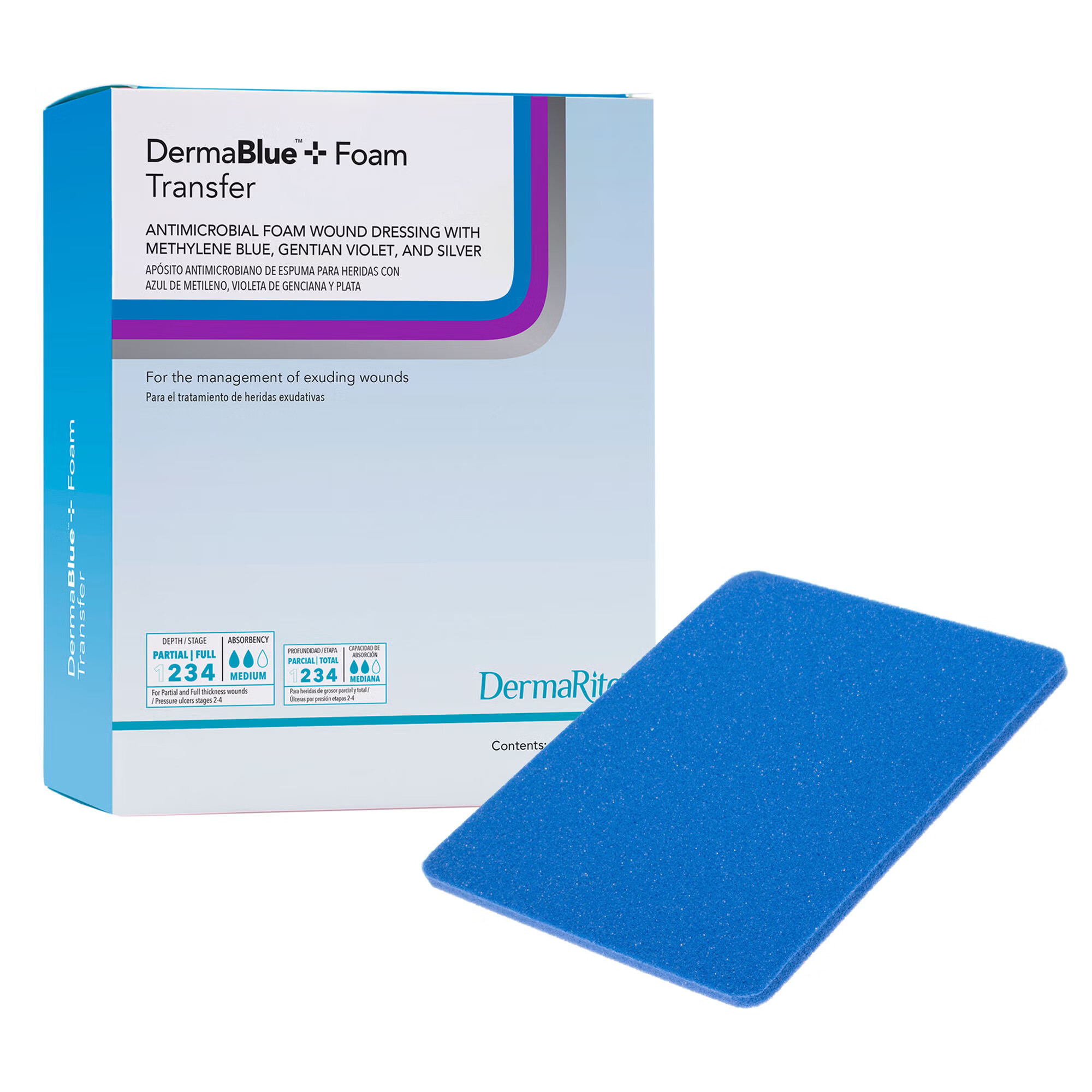 Sion Brands LLC - 76040518 Silver Foam Dressing DermaBlue+™ Foam Transfer Rectangle Sterile