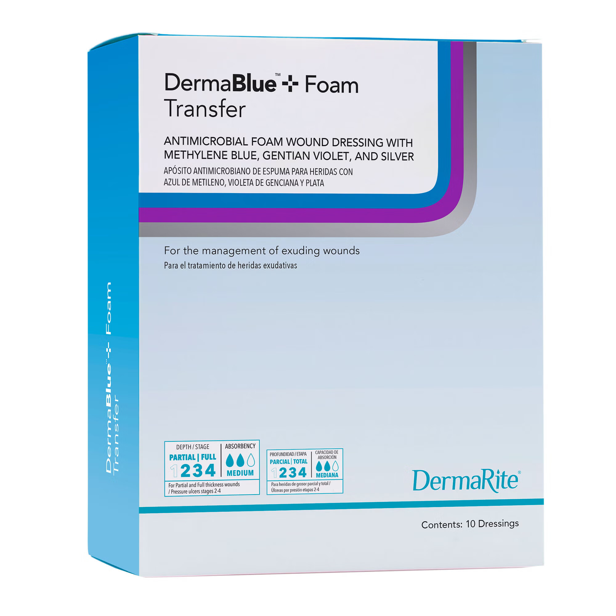 Sion Brands LLC - 76040518 Silver Foam Dressing DermaBlue+™ Foam Transfer Rectangle Sterile