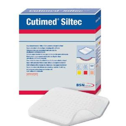 BSN Medical - 7328500 Foam Dressing Cutimed® Siltec® 2 X 2-1/2 Inch Without Border Film Backing Silicone Face Square Sterile