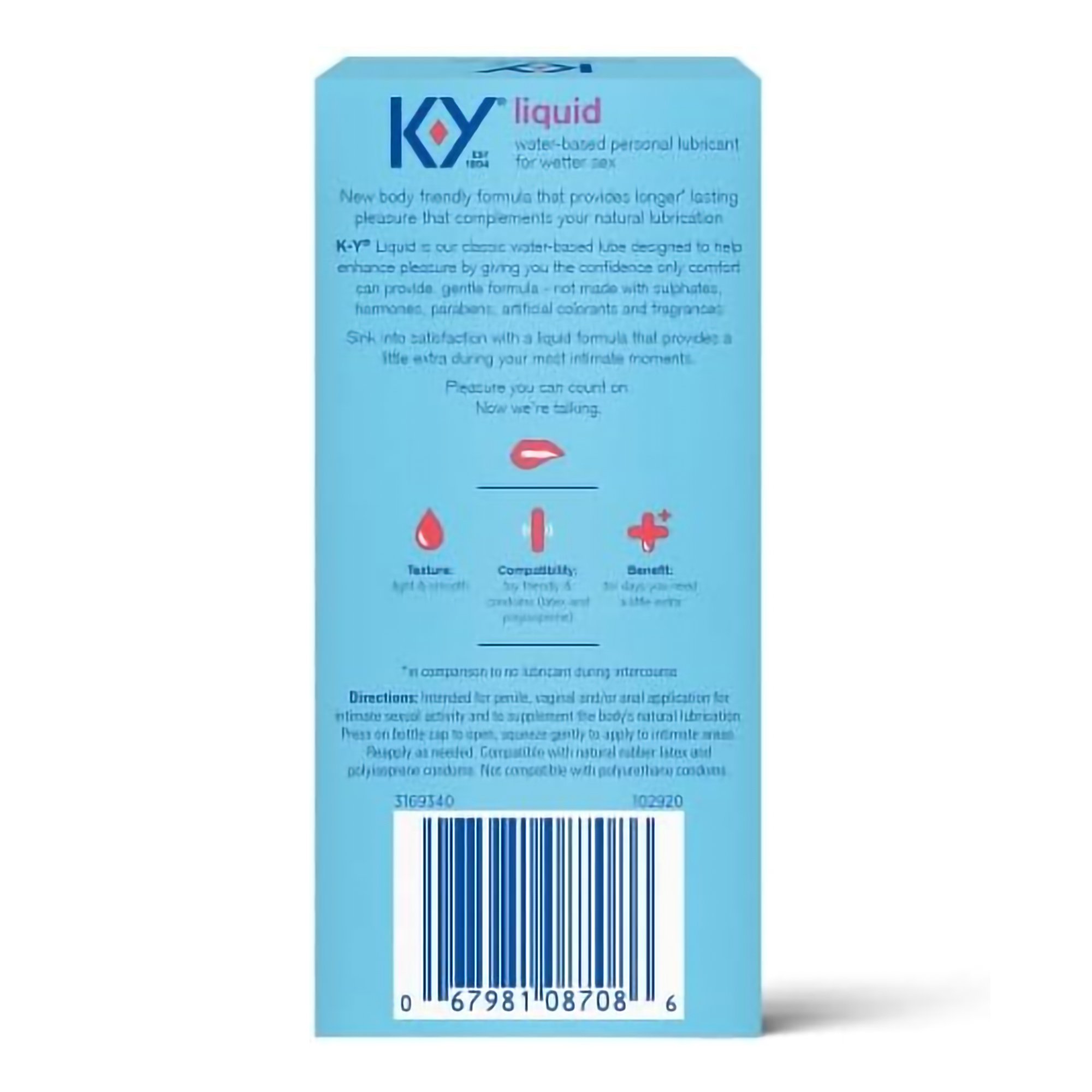 Reckitt Benckiser 67981008708 - K-Y® Liquid Classic Water-Based Personal Lubricant - 1/Each