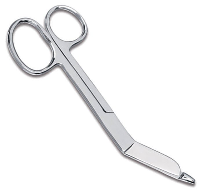 Prestige Medical - 54 Bandage Scissors Prestige Medical® 5-1/2 Inch Length Floor / Office Grade Stainless Steel NonSterile Finger Ring Handle Angled Blunt Tip / Blunt Tip