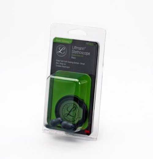 Solventum Corporation - 40011 Stethoscope Spare Parts Kit Littmann® Master Cardiology™ Black Rim and Tunable Diaphragm and 2 small (1/2 inch), black Snap Tight Soft-Sealing Eartips For use wtih the Master Cardiology™ Stethoscope