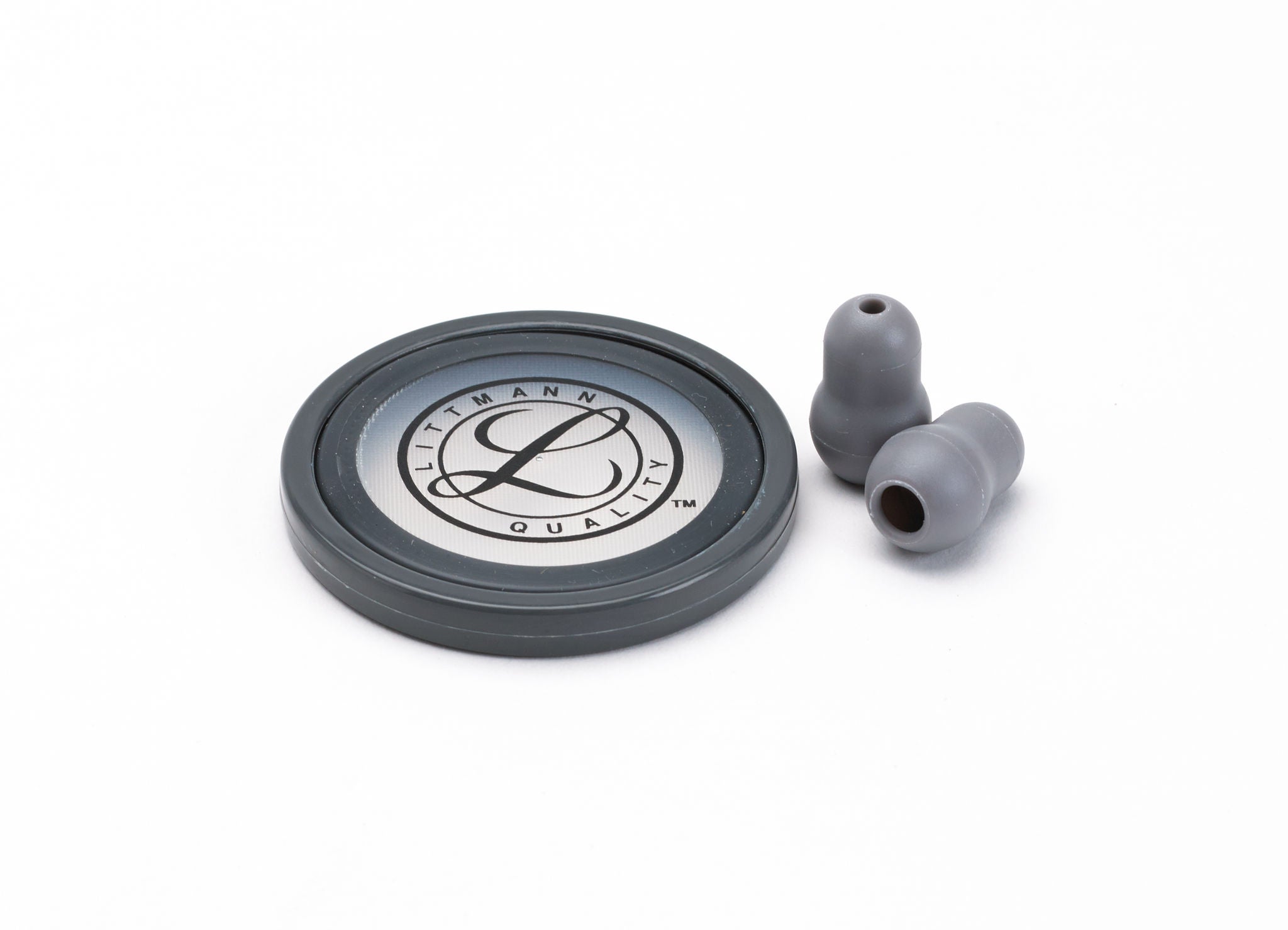 Solventum Corporation - 40018 Stethoscope Eartip Littmann® Master Cardiology™ A greyrim and tunable diaphragm and 2 small (1/2 inch), grey Snap Tight Soft-Sealing Eartips For use with Master Cardiology™ Stethoscope