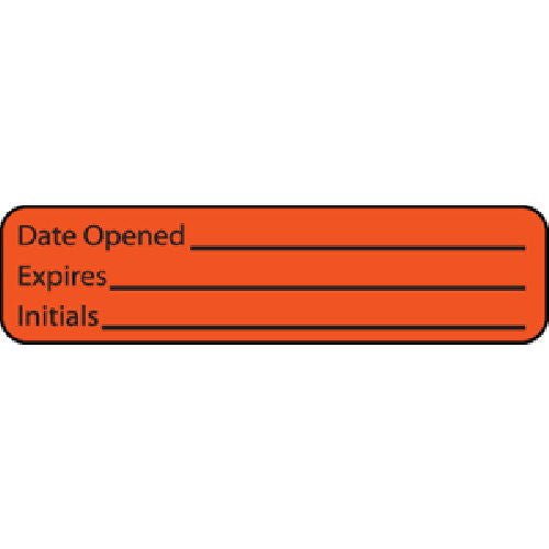 PDC Healthcare - MV01FO1939 Pre-Printed / Write On Label MedVision® Auxiliary Label Orange Paper DATE OPENED____/EXPIRE___/Initials Black Quality Control Label 5/16 X 1-1/4 Inch