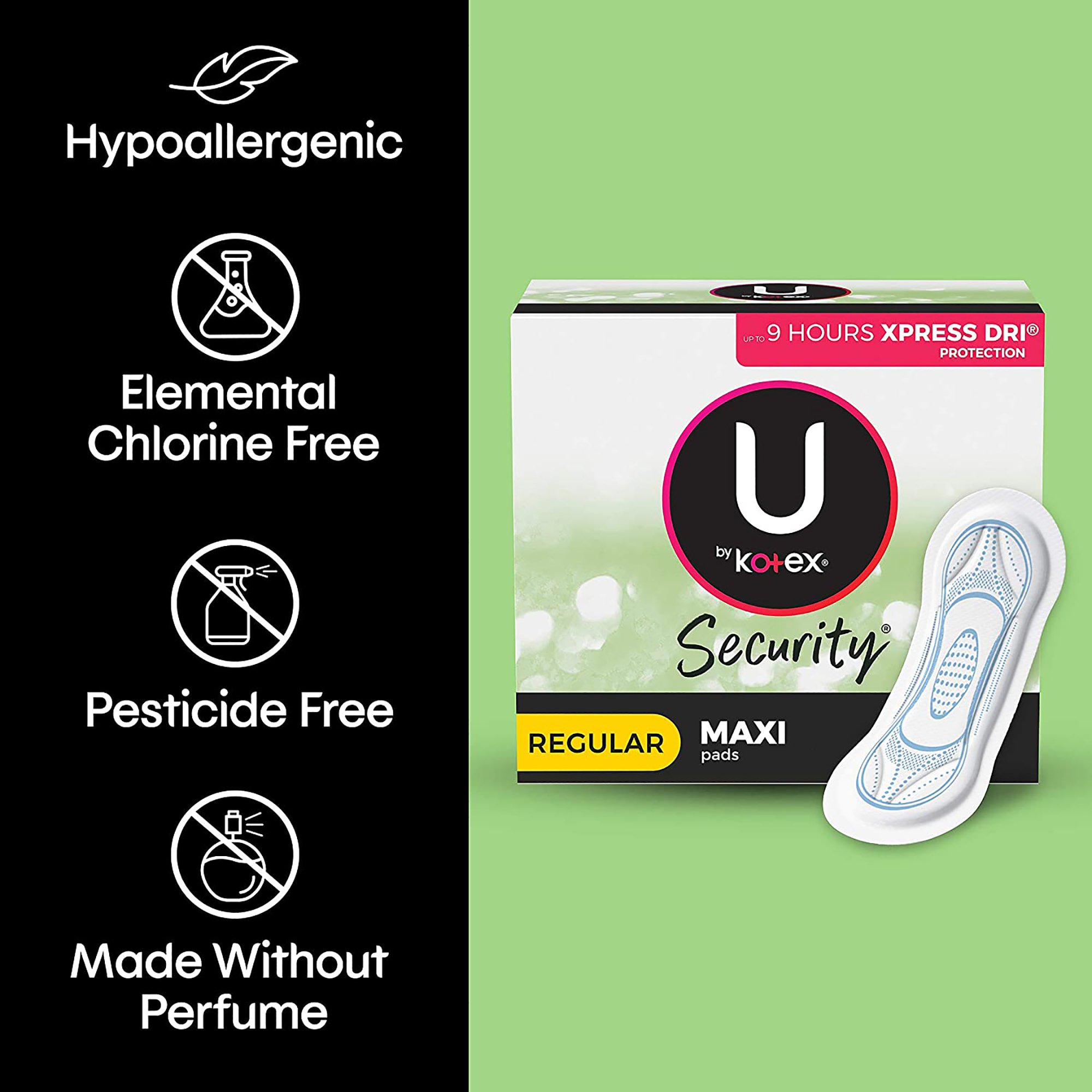 Kimberly Clark 03906 - U by Kotex® Security® Maxi Pad, Heavy Absorbency - 22/Pack, 176/Case