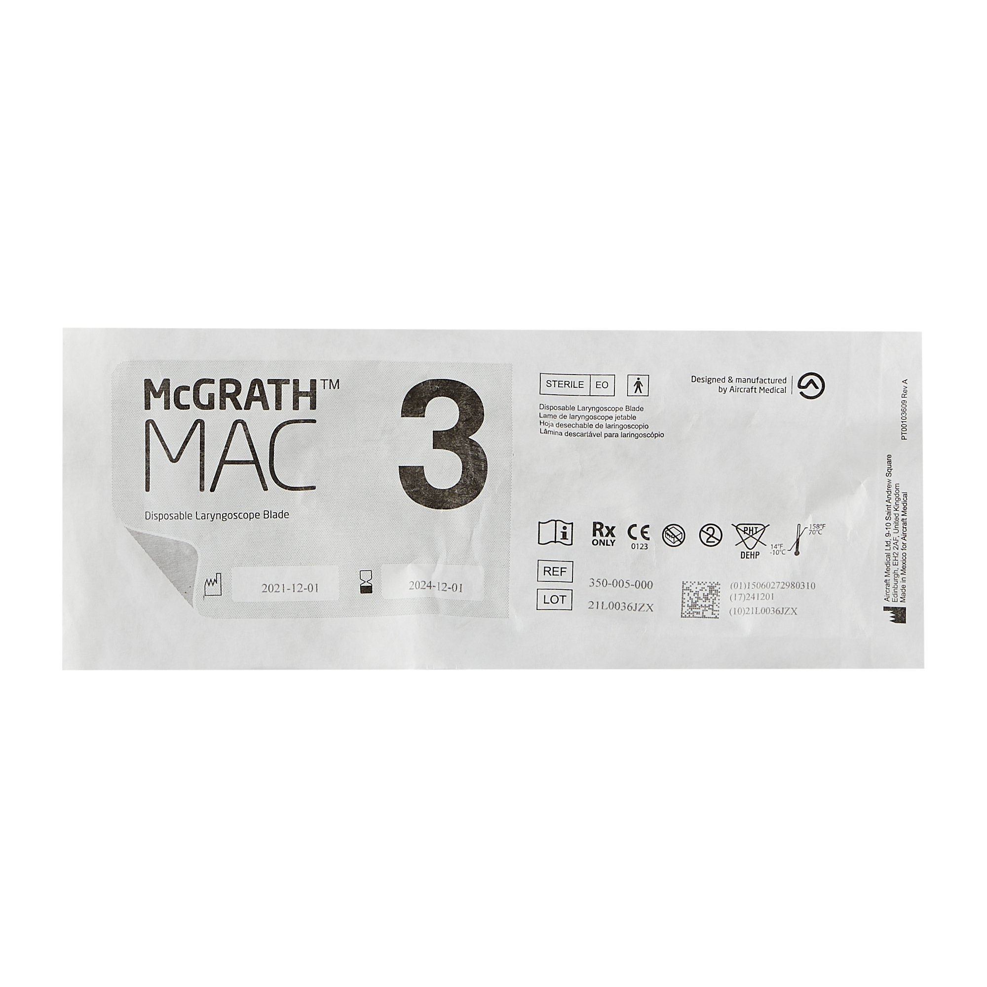 McGRATH Video Laryngoscope Blade 350-005-000 by Medtronic MITG