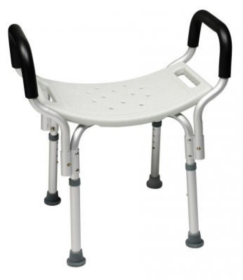 Graham-Field - 7931RA Shower Chair Lumex® Platinum Collection Padded Removable Arms Aluminum Frame Without Backrest 20 Inch Seat Width 350 lbs. Weight Capacity