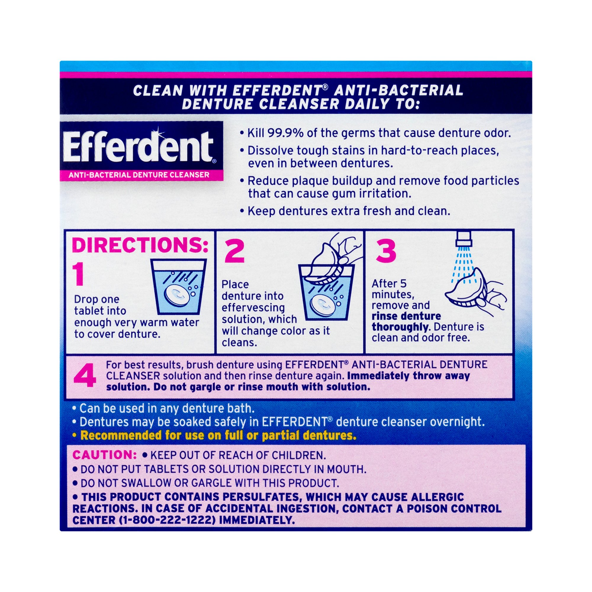 Med-Tech Products 81483201586 - Efferdent® Denture Cleaner, 44 Tablets per Box - 44/Box