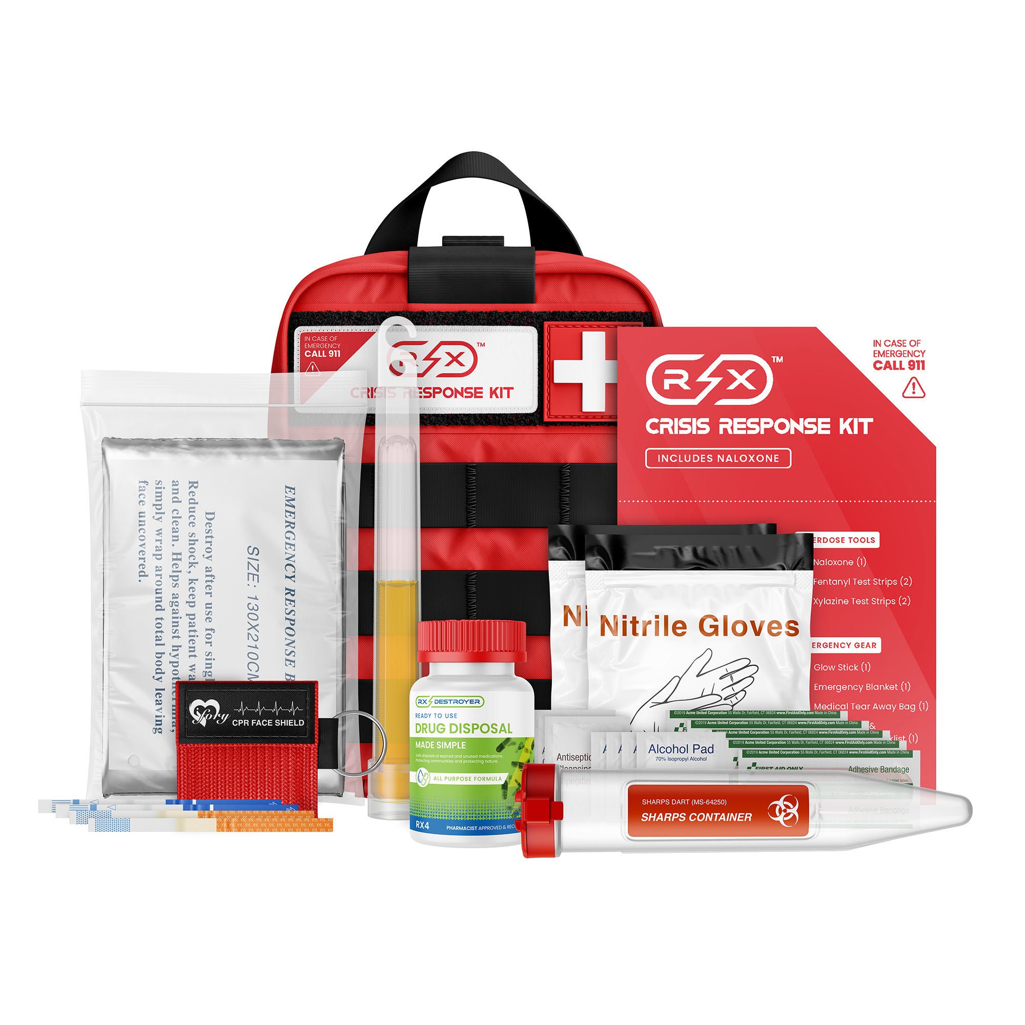 C2R Global Manufacturing - RXDCRK-R Rx Destroyer Crisis Response Kit, Red