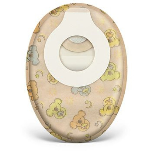 ConvaTec 411640 - Little Ones® 2-Piece Teddy Bear Ostomy Pouch, Cut to Fit 1/5 – 1¼ Inch Stoma - 10/Box