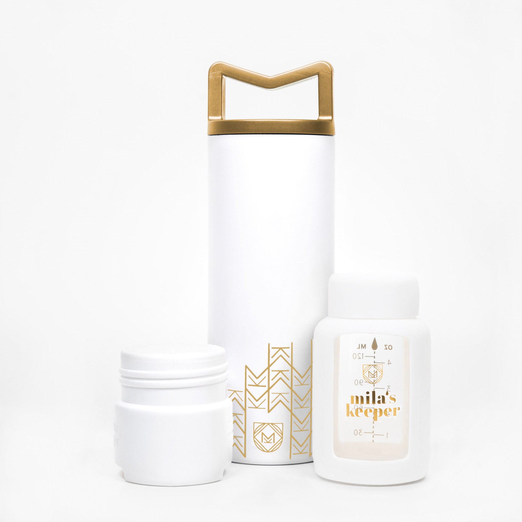 Mila's Keeper - GSWHI1-C16 Breast Milk Cooler Set with Standard Neck The MilKeeper® 16 oz. Stainless Steel Aspen White
