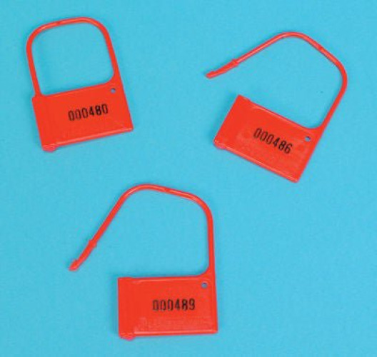 Health Care Logistics - 8329 Extra-Large Heavy-Duty Padlock Seal Health Care Logistics Consecutively Numbered Red Acetal Resin 1-3/8 X 2-1/16 Inch