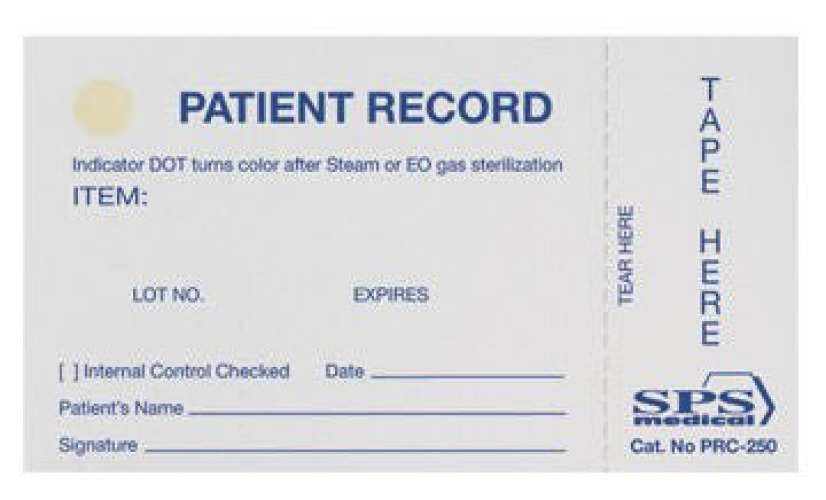 SPS Medical Supply - PRC-250 SPS Medical Sterilization Record Card for Tracking Sterilized items to Patient