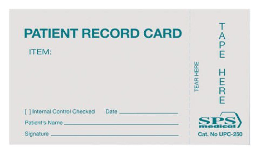 SPS Medical Supply - UPC-250 SPS Medical Sterilization Record Card