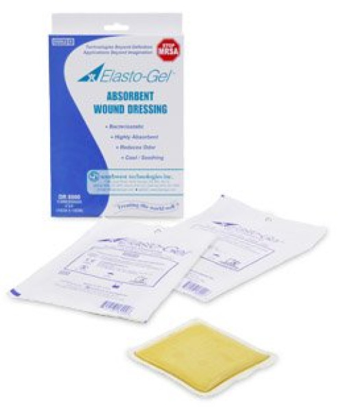 Southwest Technologies DR8000 - Elasto-Gel™ Hydrogel Dressing, 4 x 4 inch - 5/Box, 100/Case
