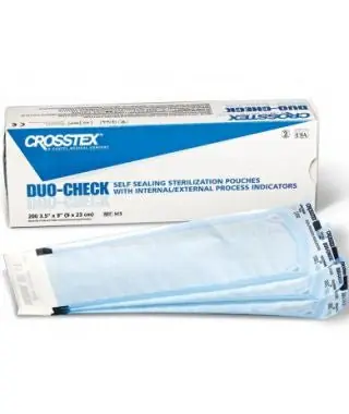 SPS Medical Supply - SC713HS Sterilization Pouch Duo-Check® Ethylene Oxide (EO) Gas / Steam 7-1/2 X 13 Inch White / Blue Heat Seal Paper / Film
