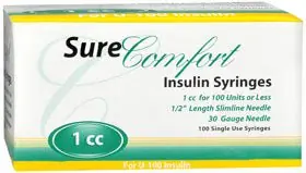 Allison Medical Inc - 86227062105 Standard Insulin Syringe with Needle Surecomfort® 1 mL 1/2 Inch 30 Gauge NonSafety Regular Wall