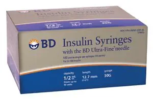 embecta Medical II LLC - 328466 Standard Insulin Syringe with Needle Ultra-Fine™ 0.5 mL 1/2 Inch 30 Gauge NonSafety Regular Wall